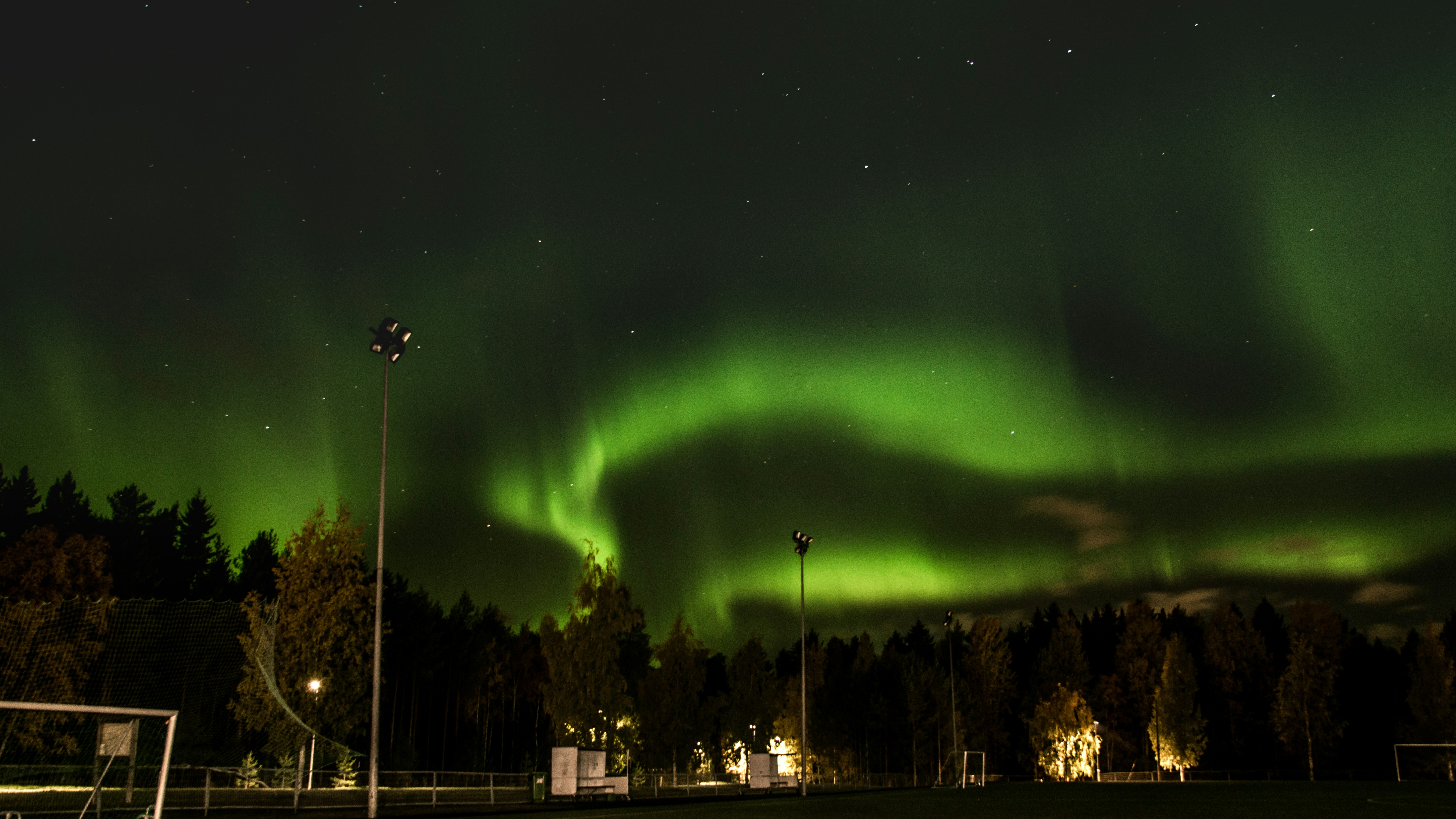 aurore borealis on top of the playing field